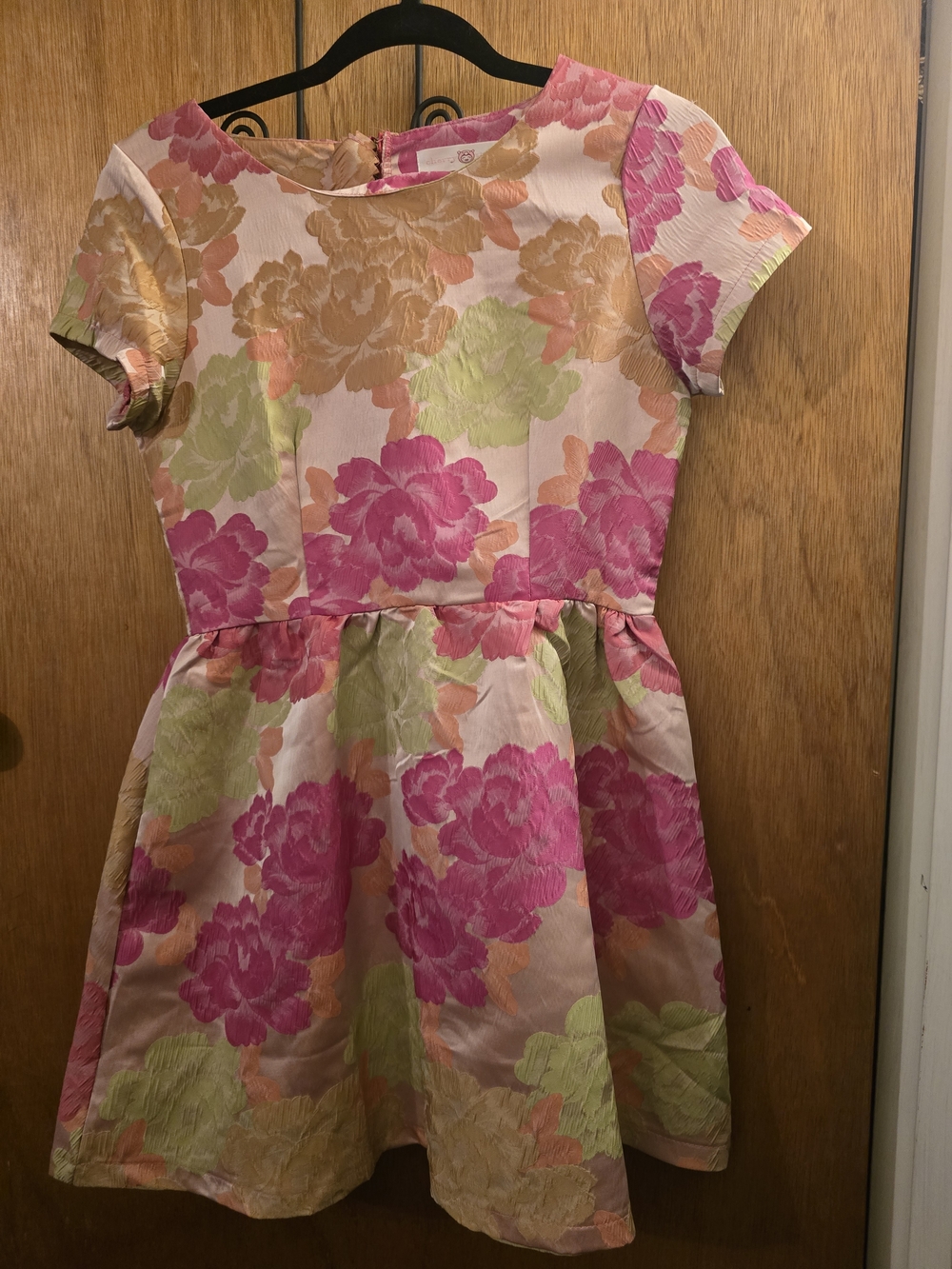 Cherry LA Pink and Green Floral Fit & Flare Mini Dress